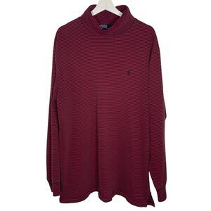 VTG 90s Polo Ralph Lauren Turtleneck Shirt Sweater Men’s 2XL Striped Red